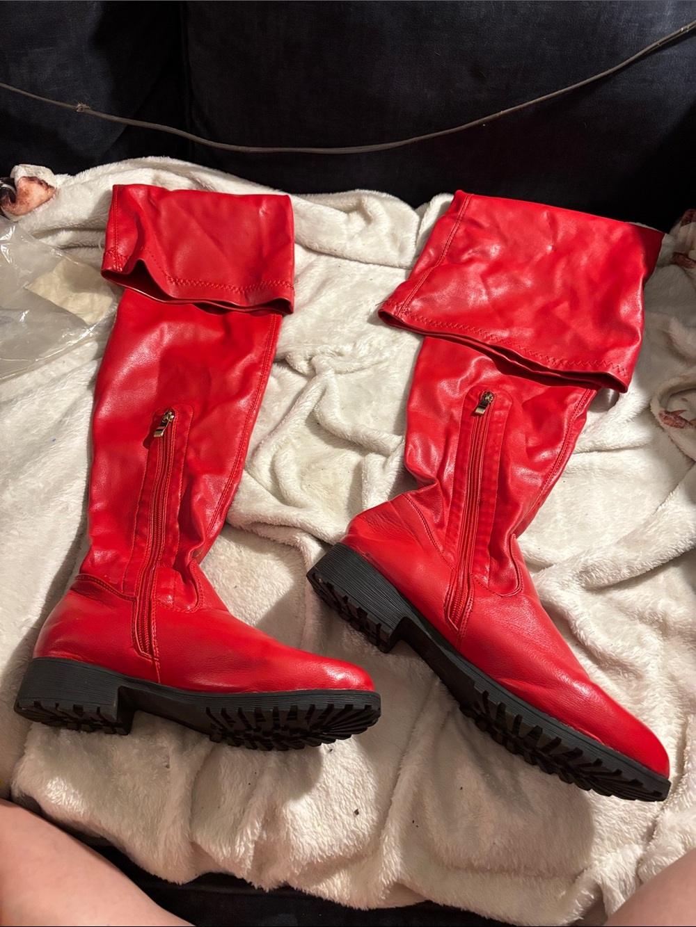 Red Over-the-Knee Women's Boots - Picture 2 of 2